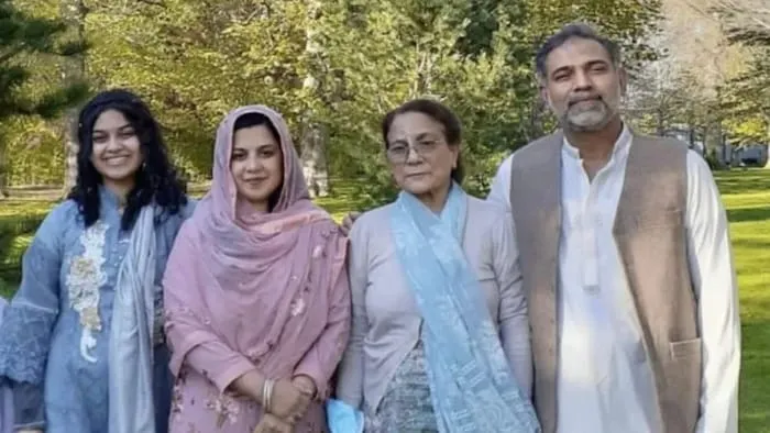 Afazaal family picture in park Yumna Afzaal, 15, left, Madiha Salman, 44, centre left, Talat Afzaal, 74.