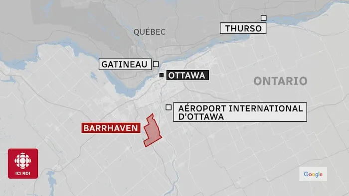 巴哈文（Barrhaven）区的地图。