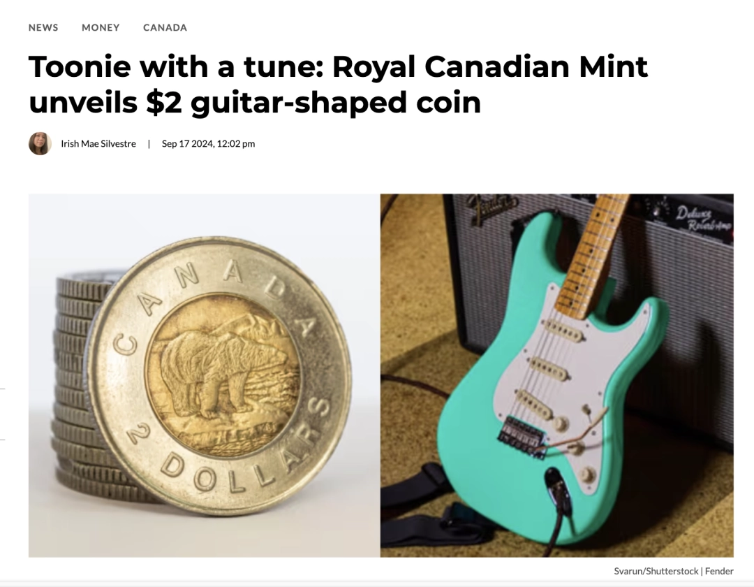 太酷啦！加拿大皇家铸币厂将发行限量版吉他形状银币，摇滚迷必入啊- 加拿大乐活网