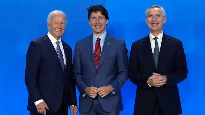 Joe Biden, Jens Stoltenberg and Justin Trudeau.